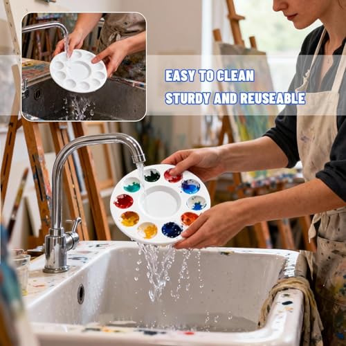 40Pcs Paint Tray Palettes, Art Plastic Paint Trays Watercolor Palette for Kids Painting Craft DIY School Project, Art Class, White Paint Holder, Paint Supplies