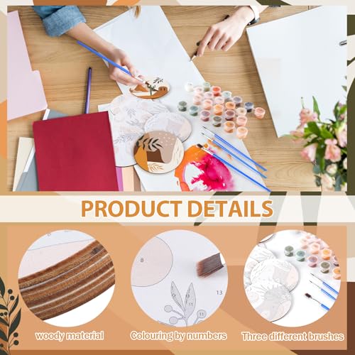Reallnaive 8 Pcs Boho Paint by Numbers Kit for Adults Wooden Coasters - style: Boho