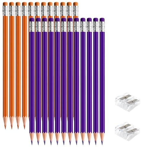 24 PCS Purple Orange Colored Pencils, Pre-sharpened Professional Wooden Art Pencils Set for Artists Painting | Premium Drawing Sketching Supplies (orangepurple) - color: orangepurple