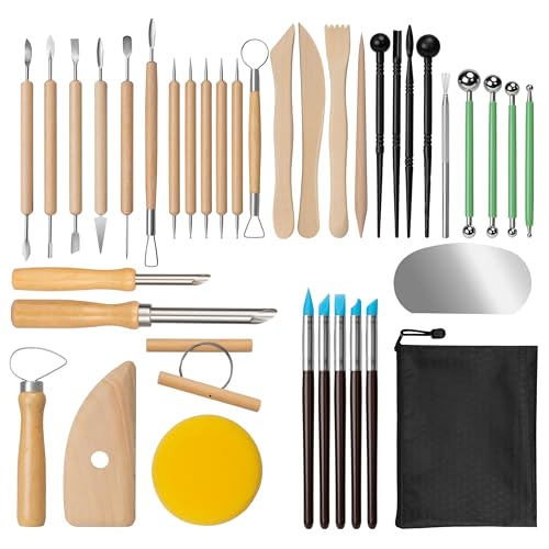 Amrules 38 Pcs Polymer Clay Sculpting Tools Kit for Adults, Light Yellow - color: Lightyellow-38Pcs