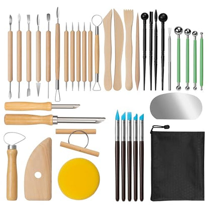 Amrules 38 Pcs Polymer Clay Sculpting Tools Kit for Adults, Light Yellow - color: Lightyellow-38Pcs