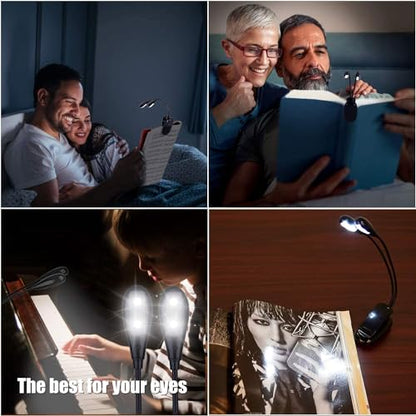 2 Pack Music Stand Light, Clip on Piano Light, USB and AAA Battery Operated, Eye Caring LED Book Lights, 2 Arm x 2 Brightness Levels, Ideal for Piano, Sheet Music, Orchestra, Guitar - size: 2 Pack