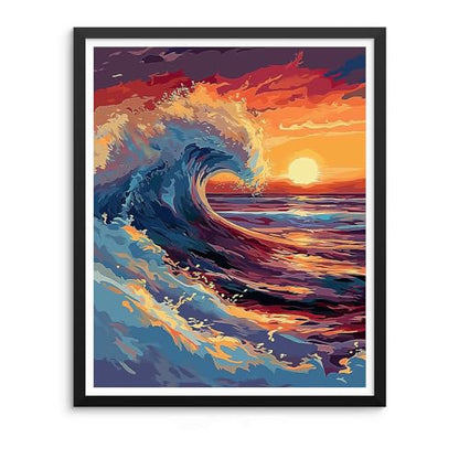 Natuyalo Paint by Numbers for Adults - DIY Adult Paint by Number Kits Painting on Canvas Sea Wave Painting by Numbers for Beginners, Sunset Seascape Art Craft Kits for Adults (16x20 Inch) - color: ART-02