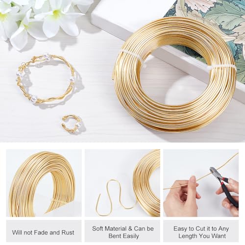 BENECREAT 180 Feet 12 Gauge Jewelry Making Craft Wire Aluminum Wire Bendable Metal Sculpting Wire for Bonsai Trees, Floral, Arts Crafts Making, Light Champagne - color: Light Champagne
