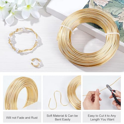 BENECREAT 180 Feet 12 Gauge Jewelry Making Craft Wire Aluminum Wire Bendable Metal Sculpting Wire for Bonsai Trees, Floral, Arts Crafts Making, Light Champagne - color: Light Champagne