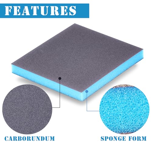 16Pcs 80 Grit Sanding Sponge, Jamiikury Sanding Blocks Washable and Reusable, Wet Dry Sandpaper Sponge for Wood Metal Furniture Paint and Drywall - size: 80 Grits