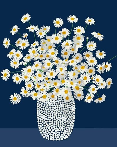 White Chrysanthemum Paint By Numbers Kit for Adults,Home Decor 16x20In | DIY paint by numbers for Beginner,paint by number - color: GM34