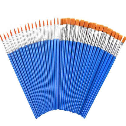 DECYOOL 60 Pcs Paint Brushes, Round Flat Small Brush Bulk for Painting - style: MIX(30Flat +30Round)