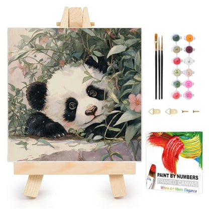 AUKELHJ Framed Paint by Numbers Kit for Adults, Panda, 10x10 inch - color: 03-Panda