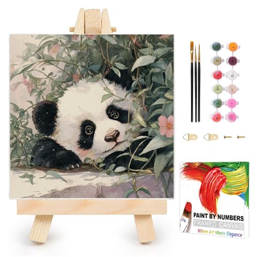 AUKELHJ Framed Paint by Numbers Kit for Adults, Panda, 10x10 inch - color: 03-Panda