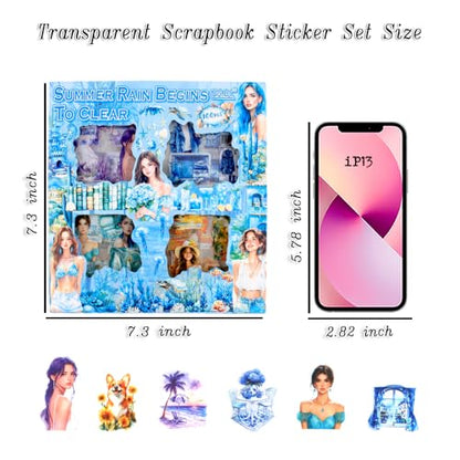 428Pcs Summer Scrapbook Stickers for Scrapbooking Supplies, 100 Sheets Transparent PET Scenery Journal Stickers for Journaling, Junk Journal, Scrap Book, Card Making, Collage, DIY Crafts Arts - color: Summer Rain Just Clears Up