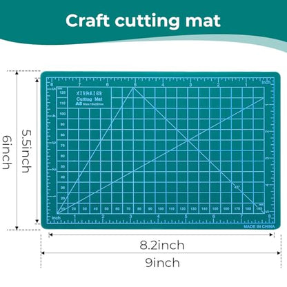 Self Healing Craft Mat, 6" x 8" Rotary Sewing Mat for Crafts, Table Protector Cut Board Cutting Matts for Fabric Leather Cutting Quilting Project, Ideas for DIY Crafts, Children, Hobbyists, A5, Green