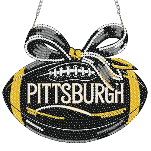 Rertcioph Football Diamond Art Hanging Kit for Adults, DIY Acrylic 5D Diamond Painting Hanging Ornament for Pittsburgh Home Wall Decor and Gift - color: Pittsburgh