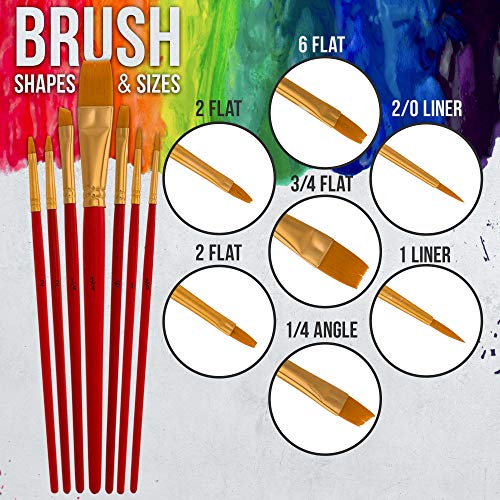 U.S. Art Supply Professional 24 Color Outdoor Acrylic Paint Set, 2oz Bottles, with 7 Brush Kit - Vivid Colors for Painting Canvas, Rocks, Wood Crafts, Toys