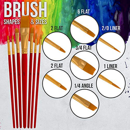 U.S. Art Supply Professional 24 Color Outdoor Acrylic Paint Set, 2oz Bottles, with 7 Brush Kit - Vivid Colors for Painting Canvas, Rocks, Wood Crafts, Toys