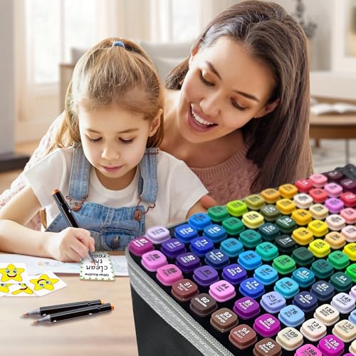 168-Color Dual-Tip Markers Set with Shoulder Bag - Art Markers for Coloring, Drawing & Sketching -Gift for Kids, Teens, Artists - color: 168