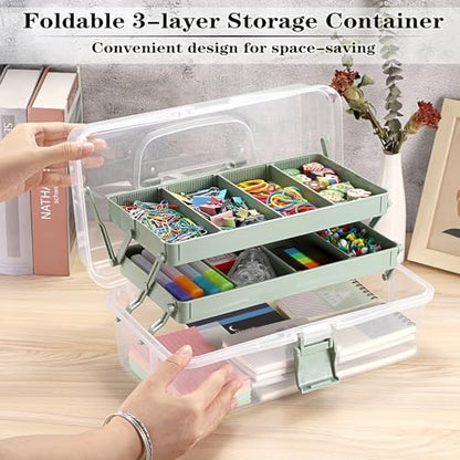 BTSKY Plastic Dividing Storage Box, Tackle Box with Adjustable Dividers - color: Clear+Green