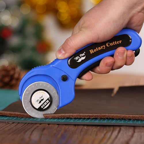 Mr. Pen- Rotary Cutter for Fabric with 1 Extra Blade, 45mm | Fabric Cutter Wheel, Fabric Rotary Cutter, Rotary Fabric Cutter, Sewing Rotary Cutter, Rotary Cutting Tool, Blue/Black - color: Blue