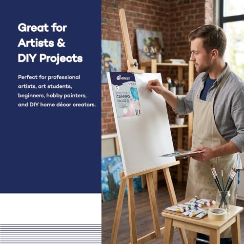 Stretched Canvases for Painting 16x20 Inch 5-Pack, 10 oz Triple Primed Acid-Free 100% Cotton Blank Canvas, Rectangular Canvas for Oil Paint Acrylics Pouring & Wet Art Media, Pour Painting - size: 16"x20"(5-Pack), style: Studio