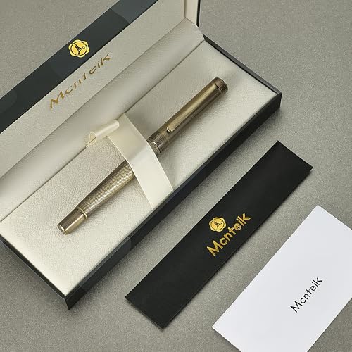 MCNTEIK Bronze Rollerball Pen, Stunning Luxury with Mesh Texture Design、Schmidt Ink Refill, Nice Gift Set for Men & Women, Business, Executive, Office, Writing, Graduation, Nice Fancy Designer Pens - color: Bronze