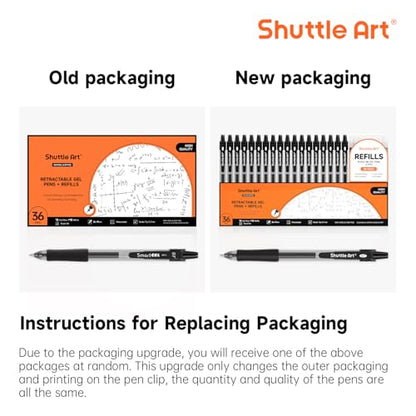 Shuttle Art Black Gel Pens, 36 Pack(18 Gel Pens with 18 Refills) Retractable Medium Point Rollerball Gel Ink Pens Smooth Writing with Comfortable Grip