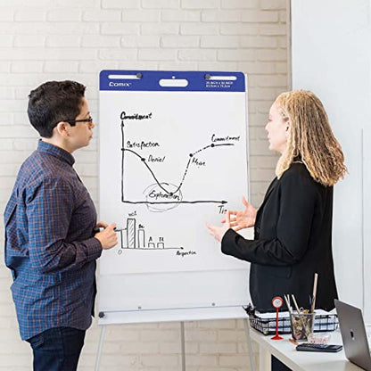 Comix Sticky Easel Pad, 25 x 30 Inch Flip Chart, 30 Sheets/Pad, 4 Pads | Super Sticky self stick easel chart paper bulk, premium teacher supplies for classroom, school and office meetings - style: 4 Packs