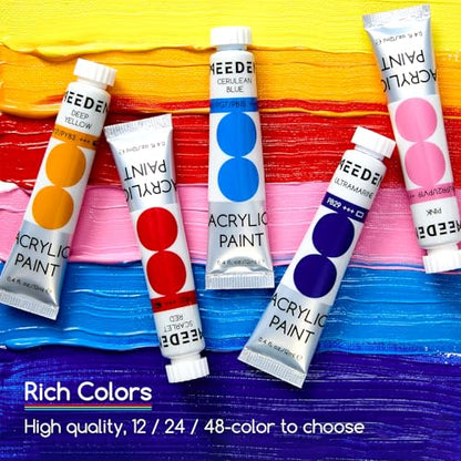 MEEDEN Beginners Acrylic Paint Set: 12 Colors 12ml/0.41 fl oz | Heavy Body Art Craft Paints - Non-Toxic Rich Pigment Hobbists Halloween Pumpkin Painting for Adults on Canvas Wood Fabric - color: 12 Colors
