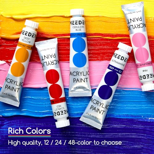 MEEDEN Beginners Acrylic Paint Set: 48 Colors 12ml/0.41 fl oz - color: 48 Colors