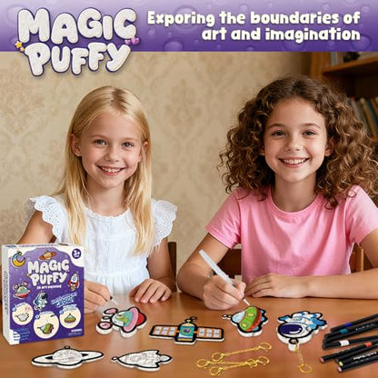 MZYTOZA Magic Foam Texture Painting Kit - 3D Art Craft Aqua Magic Puffs Paint Kit, 15 Mess-Free Paint by Number Craft for Kids (Space and Planets) - color: Purple Space and Planets