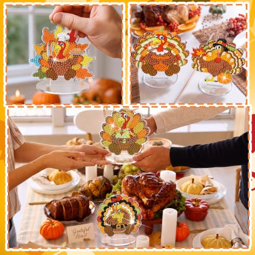 Kosiz 9 Pcs Turkey Diamond Painting Tabletop Decor Fall Diamond Art Kits - style: Turkey