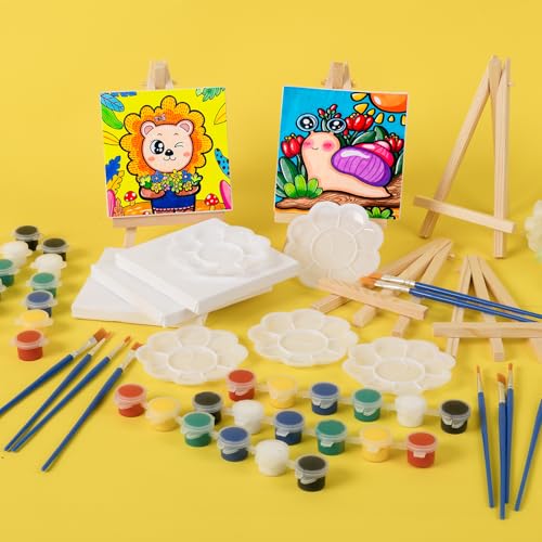 ESRICH 5 Set Canvas Painting Kit, Mini Acrylic Paint Set - size: 5 set 4 x 4 inches