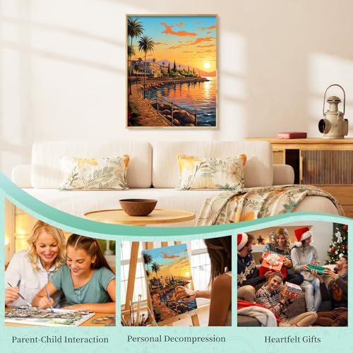 Paint by Numbers Kit for Adults, Sunset DIY Painting Kit, 16x20 Inch - color: CYOP1P03