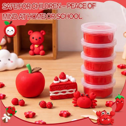 VioraWhite 48 Pcs Air Dry Clay Bulk 1.6lb Modeling Clay Kit,Red | Soft & Stretchable, Magic Foam for Kids, DIY Molding, Arts & Crafts, Boys Girls Party Favors, Cosplay Sculpting Supplies - color: Red