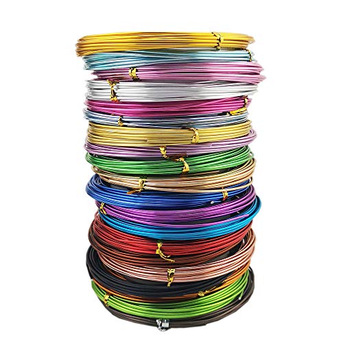 INSPIRELLE 15 Guage Aluminum Craft Wire 20 Colors Bendable Metal Wire - size: 15 Guage (1.5mm)