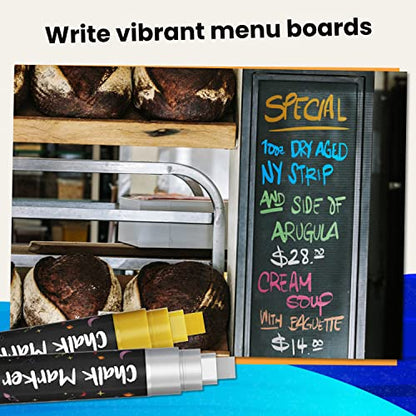 10mm Metallic Car Window Markers - Washable Chalk Markers for Blackboards - size: Wide Tip - 10mm
