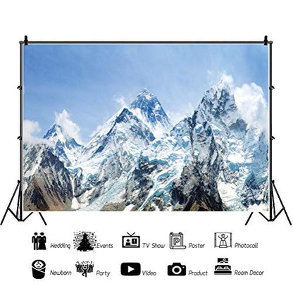 7x5ft Snow Mountain Backdrop Cold Winter Scenic Alpine Peak Ski Nature Landscape Travel Photo Studio Props - size: 7x5ft