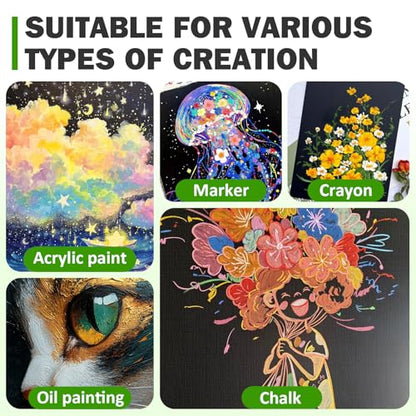 ESRICH 5x7 Canvas for Painting, 12 Pack Small Canvases for Painting Canvas Primed Acid-Free Black Canvas Panels for Oil, Acrylic Paint and Tempera. - size: black canvas 5x7in 12pack