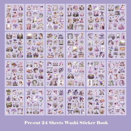 Journaling Sticker Book, 450+ Pre-Cut Vintage Scrapbook Stickers, Junk Journal Supplies, Aesthetic Washi Stickers for Scrapbooking Journaling for Adults, Decorative Ephemera Bullet Planner Arts Craft - color: Flowing Light Gathering