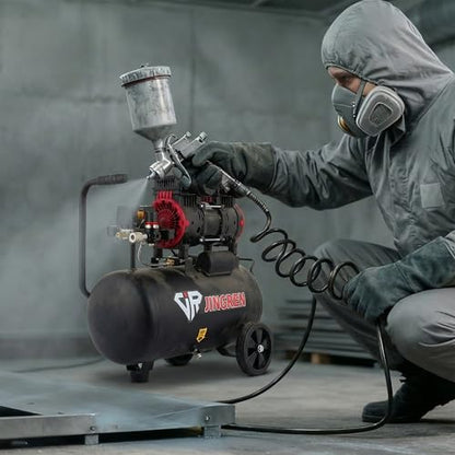 8 Gallon Quiet Oil Free Air Compressor With Air hose, Only 68dB, 2HP | Oilless Quiet Air Compressor, 4.2CFM, Max 120 PSI, 8 Gallon Air Tank for Car Repair, Spray Painting, Nailing With Air Hose
