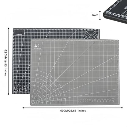 23" x 17" Self Healing PVC Cutting Mat, A2-Black or Gray | Large, Double Sided, Gridded Rotary Cutting Board, For Craft, Quilting, Fabric, Scrapbooking, Sewing - color: A2-Black or Gray