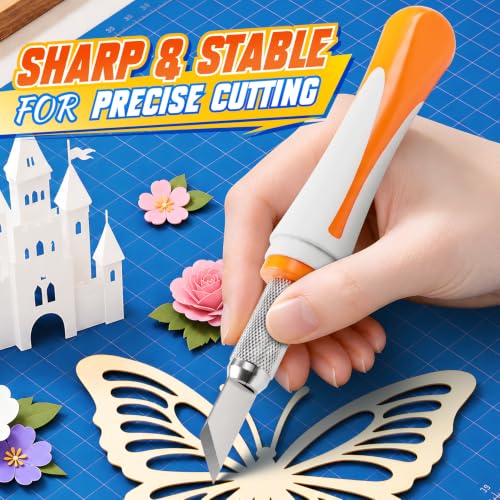 16PCS Exacto Knife Set, Craft Knife Kit, Hobby Knives for Crafting | 3 handles & 13 high carbon steel blades, exacto knives for precision cutting, carving, modeling, scrapbooking and DIY crafts