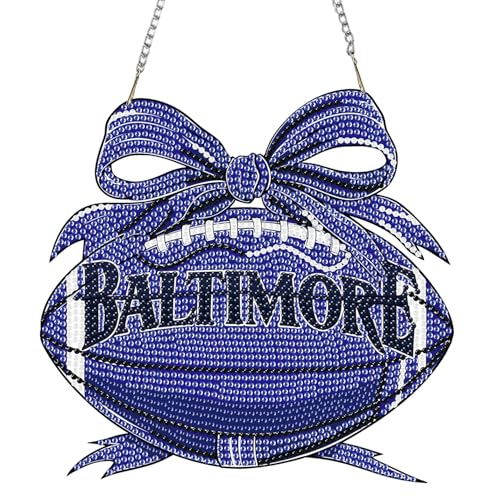 Rertcioph Football Diamond Art Hanging Kit for Adults, DIY Acrylic 5D Diamond Painting Hanging Ornament for Baltimore Home Wall Decor and Gift - color: Baltimore