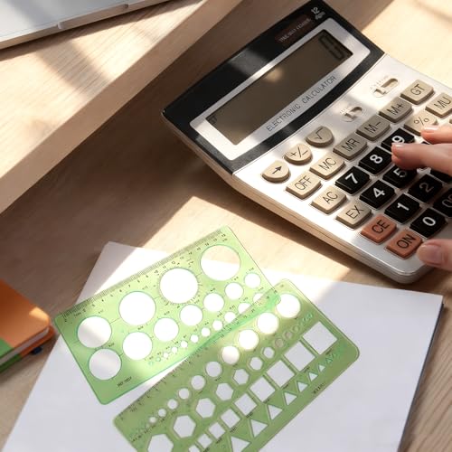 2 Pcs Circle Stencils,Portable Circle Template for Drawing | Lightweight Circle Ruler Geometric Stencil Shapes Circles,Triangles,Squares,Hexagons for Office,School,Building Formwork