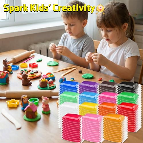VioraWhite 72 Pcs 38oz Air Dry Clay Bulk Modeling Clay,15 Colors - color: 15 Colors