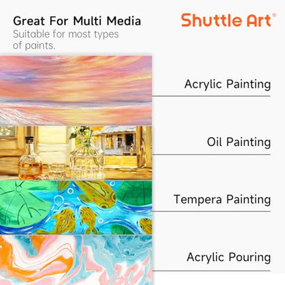 Shuttle Art Canvas for Painting, 12-Pack 11x14 Inch Stretched Canvas, 100% Cotton, Primed White Premium Blank Canvases, Ideal Art Supplies for Beginners Artists Acrylic Oil Acrylic Pouring - size: 12 Pack 11x14"