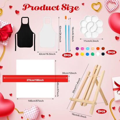 Zhanmai 2 Pack Sip and Paint Kit for Couples Date Night | 8 x 10 Inch, Pre Drawn Canvas Heart Road, Paint Party Supplies, Romantic Adult Activity, Includes Easels Aprons Brushes Set - size: 8 x 10 Inch, style: Romantic Road