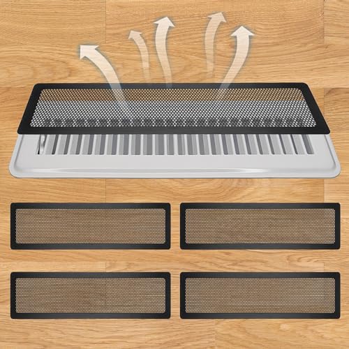 Floor Register Vent Cover, 2"x12" Sticky Air Vent Screen Mesh Covers for Home Floor/Wall/Ceiling Registers Air Vent Filters, Black (4 Packs) - size: 2"x12"