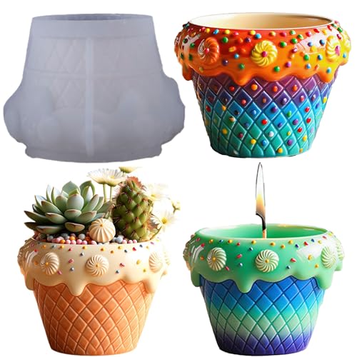 Ice Cream Cone Epoxy Resin Molds, Candle Silicone Molds for Resin | 3D Ice Cream Cone Planters Silicone Molds for Casting, Concrete, Plaster, Succulent, Candle Holders, Home Decor, DIY Crafts - color: Ice Cream Cone Resin Mold
