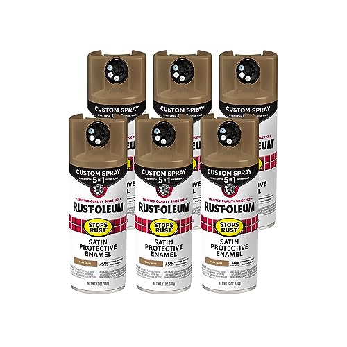 Rust-Oleum Stops Rust Custom 5-in-1 Spray Paint, Satin Dark Taupe - color: Satin Dark Taupe, size: 12 Ounce (Pack of 6)