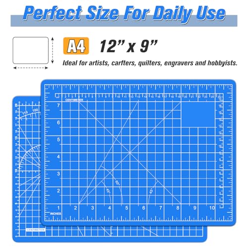 DIYSELF 9in×12in Cutting Mat, A4 Self Healing Craft Mat for Sewing - color: Blue, size: 12"L x 9"W